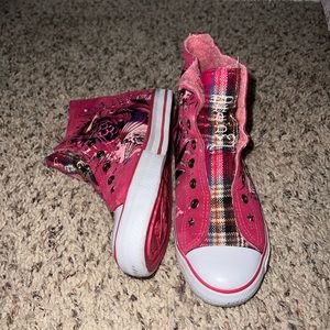 Brand new sherpa lined Ed Hardy pink plaid high tops